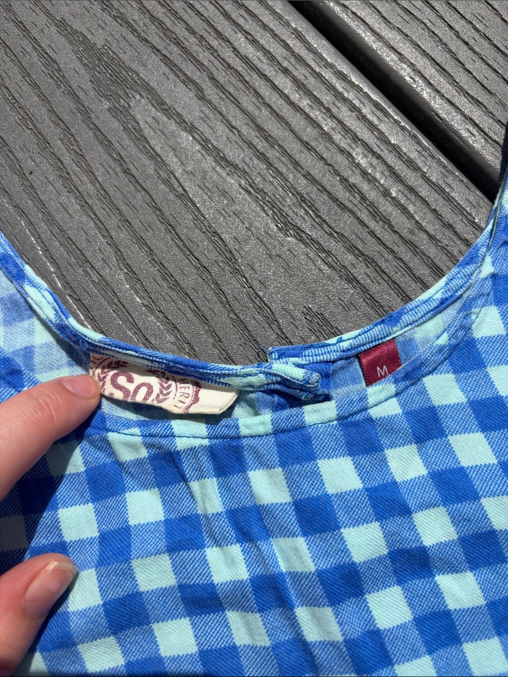 Blue Gingham Crop Tank Top - Picture 2 of 5